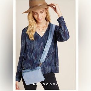 Anthropologie Cloth & Stone Dotted Herringbone Blouse